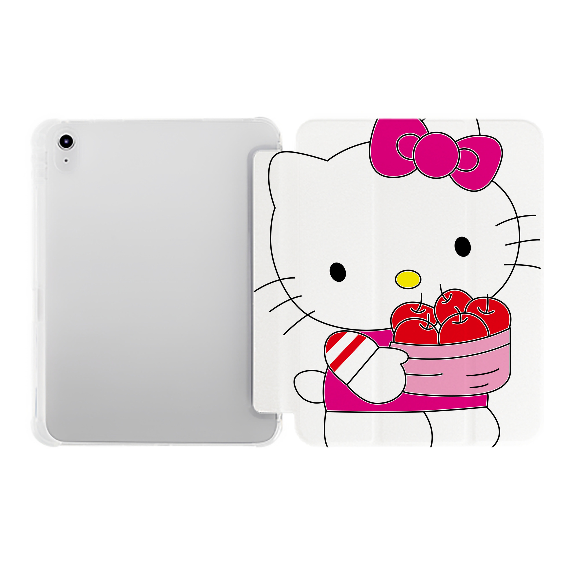 （画像用） Hello Kitty ハローキティ IPad ケース ペン収納付き 三つ折りスタンド PUレザー×シリコン 対応機種9.5/10.5/10.9インチ